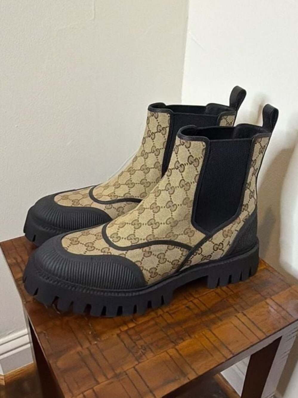 Gucci GG Ankle Boot 'Beige Ebony' - 739777 FABSQ 9751 size 13UK so 13.5/14 US